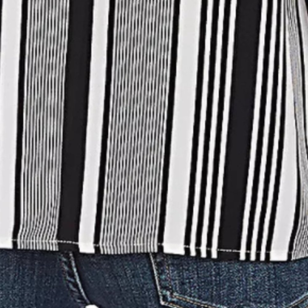 NEW Vince Camuto Women Variegated Vertical Stripes Ruched Kimono Sleeve Tee - Picture 5 of 6